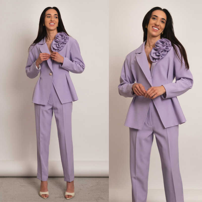 Women Formal Wear For Conference - Ensemble tailleur femme peplum éclatant, blazer