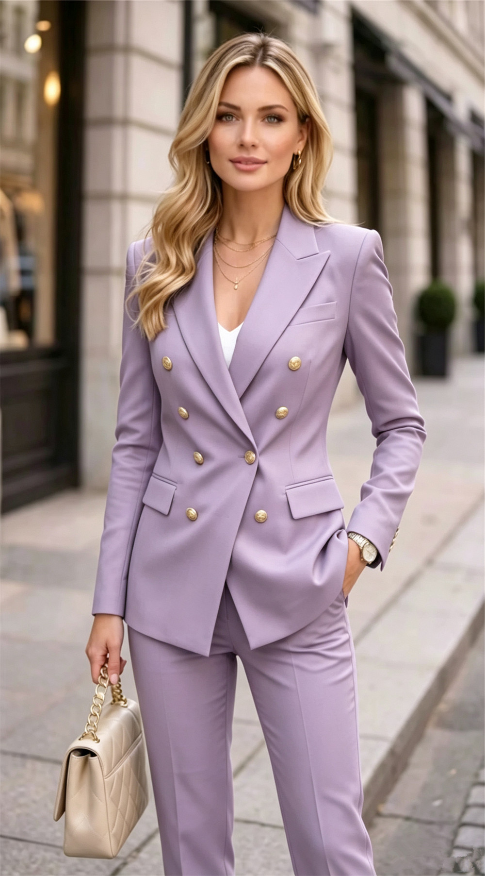 Blazer Set Women Formal - Ensemble tailleur 2 pièces pour femme