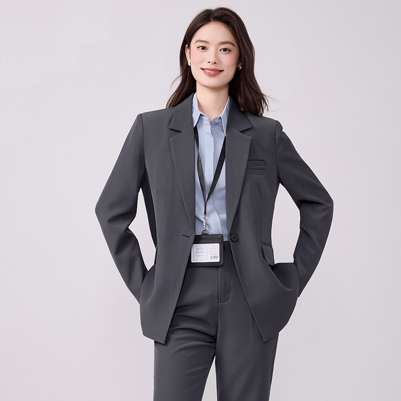 Blazer Set Women Formal - Ensemble de pantalon et blazer gris