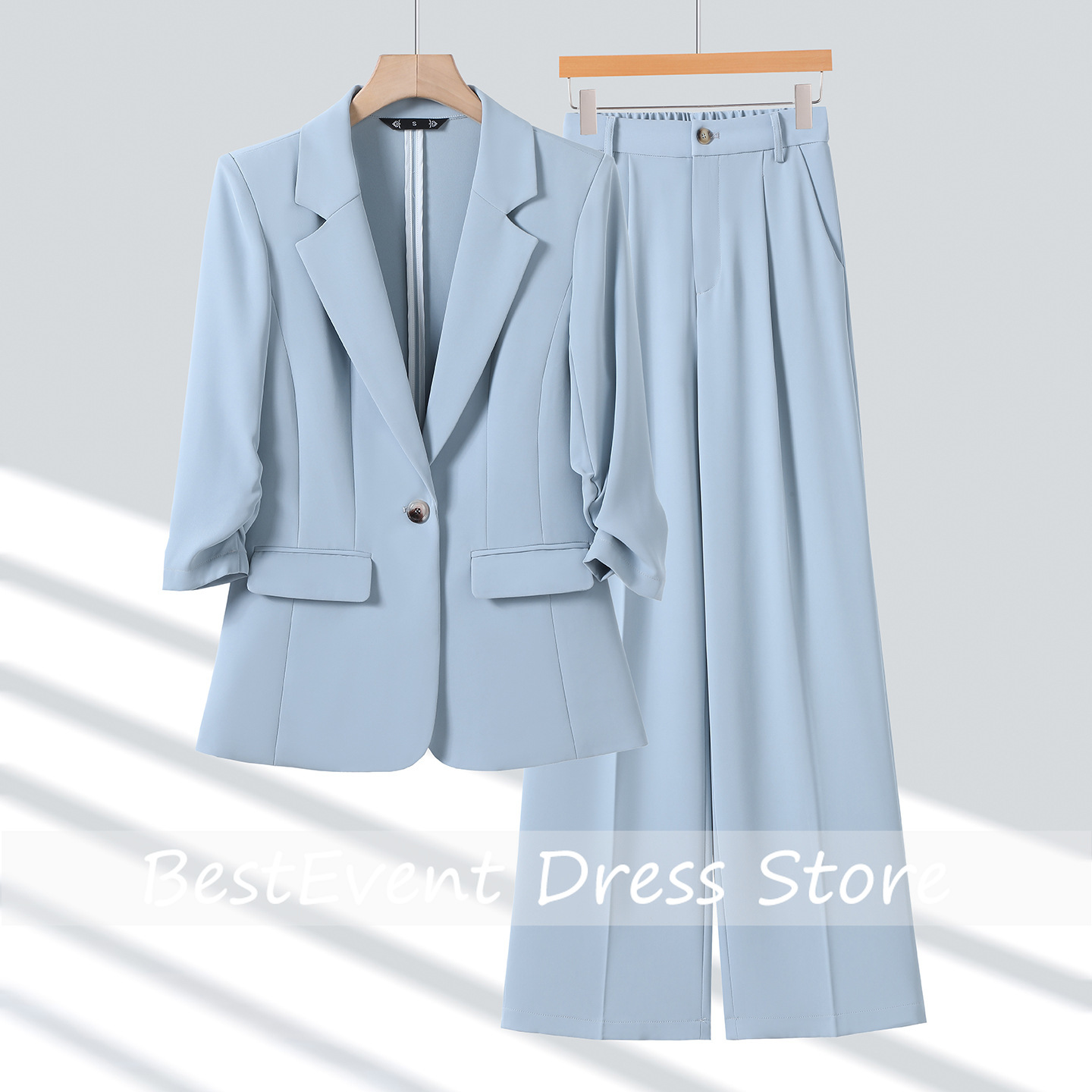Blazer Set Women Formal - Veste de costume bleu clair pour