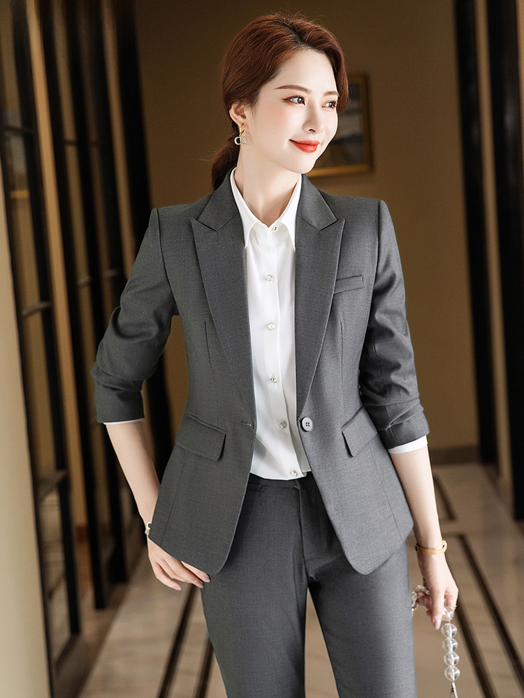 High End Women'S Formal Wear - Ensemble de costume gris pour femme,