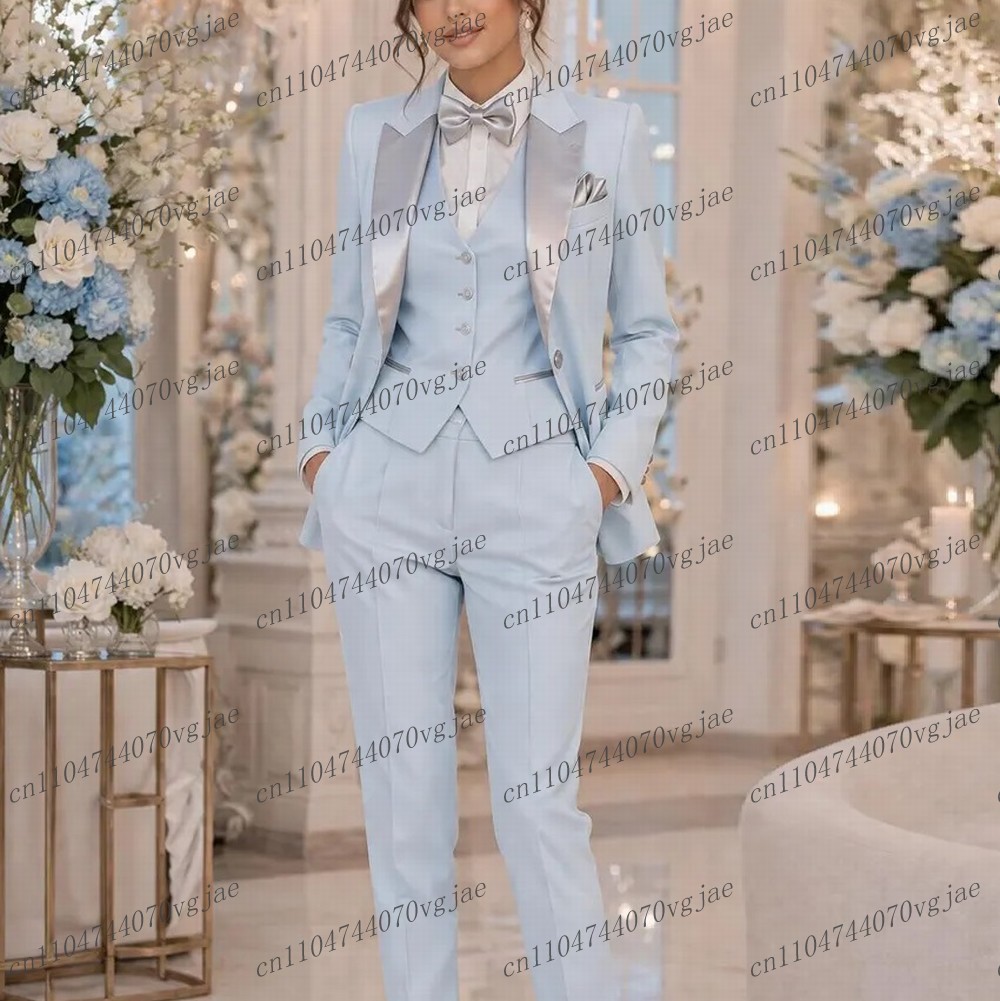 Blazer Set Women Formal - Costume de cérémonie bleu clair pour