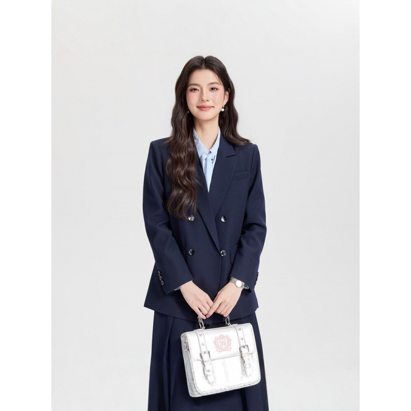 High End Women'S Formal Wear - Costume d'affaires croisé bleu marine pour