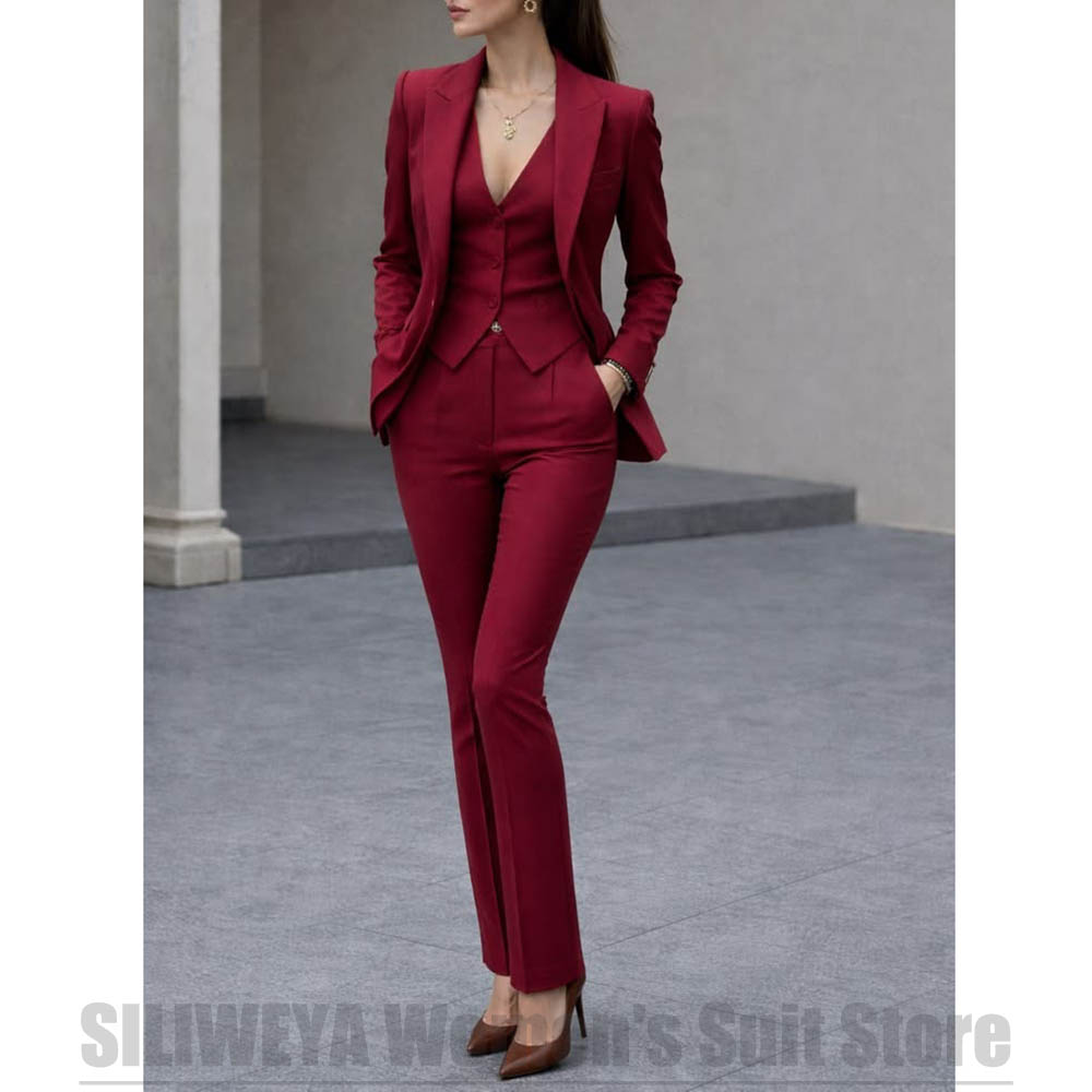 Women Formal Wear Blazer Set - Ensemble de costume 3 pièces pour