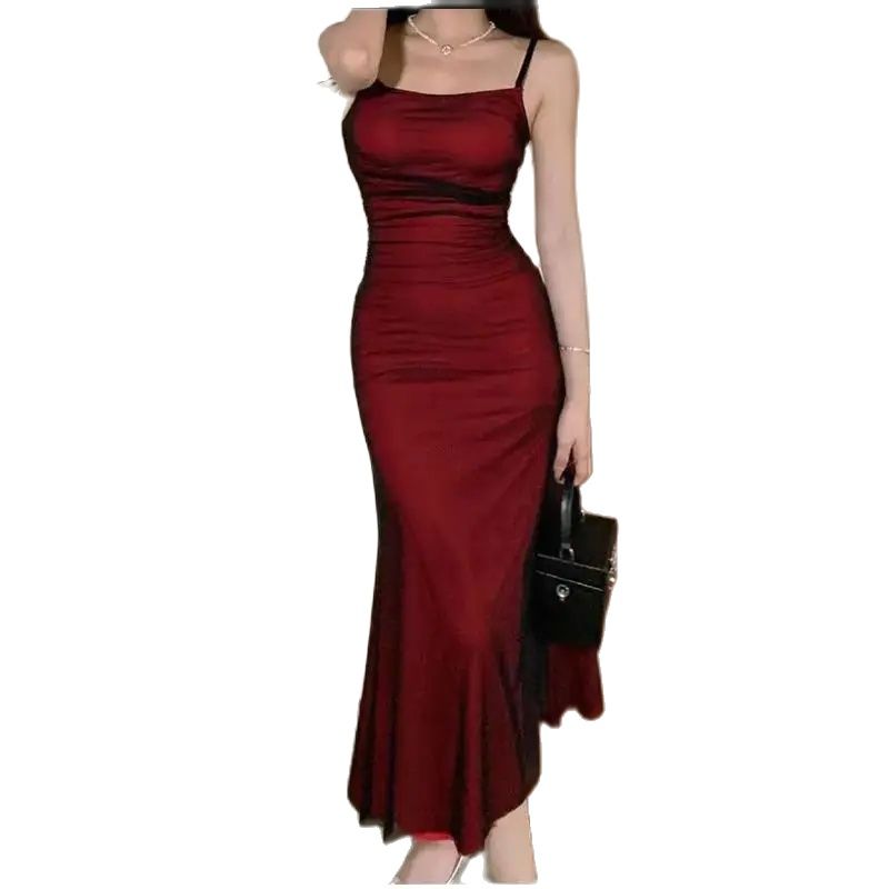 Formal Wear For Women Xl - Robe longue froncée à bretelles spaghetti