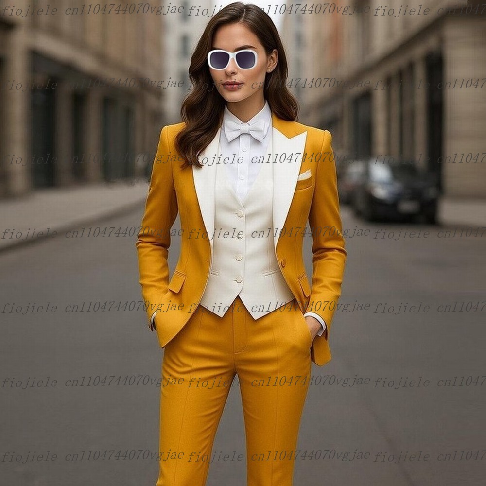 Costume formel jaune et blanc  - Blazer Set Women Formal avis et prix