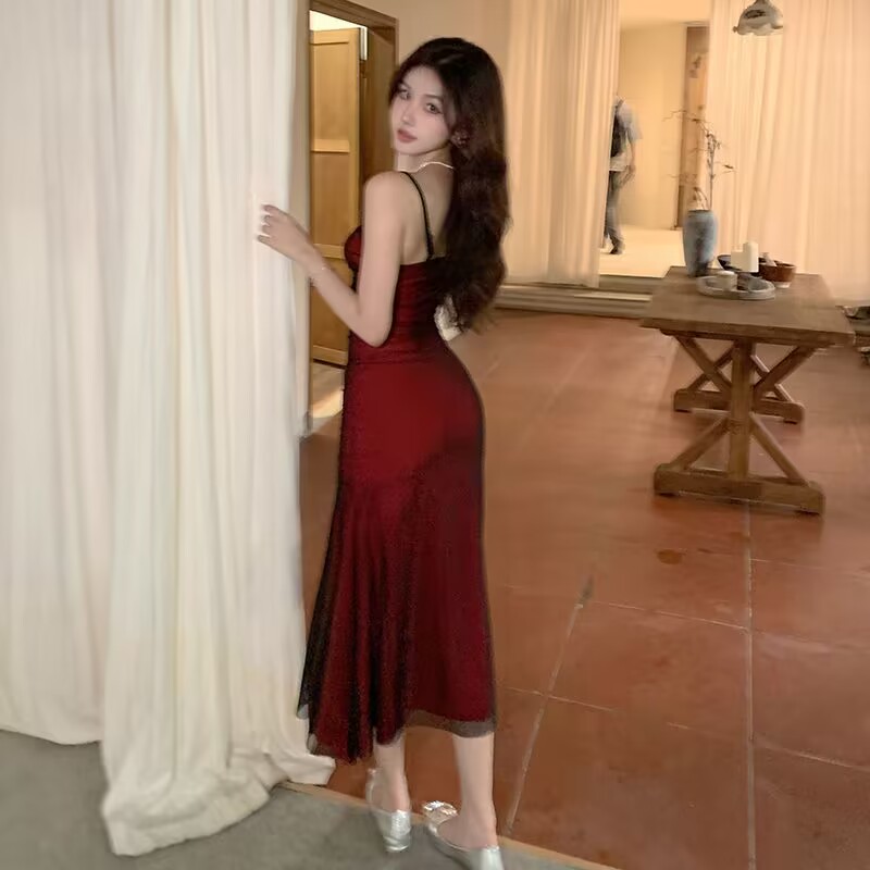 Robe longue froncée à bretelle - Formal Wear For Women Xl avis et prix